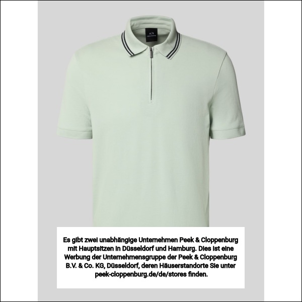 Armani Exchange Herren Mint Poloshirt Mit Kurzem Reißverschluss