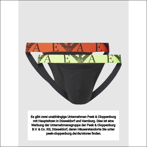 Emporio Armani Herren Schwarz Jockstrap Mit Logo-Bund Im 2Er-Pack