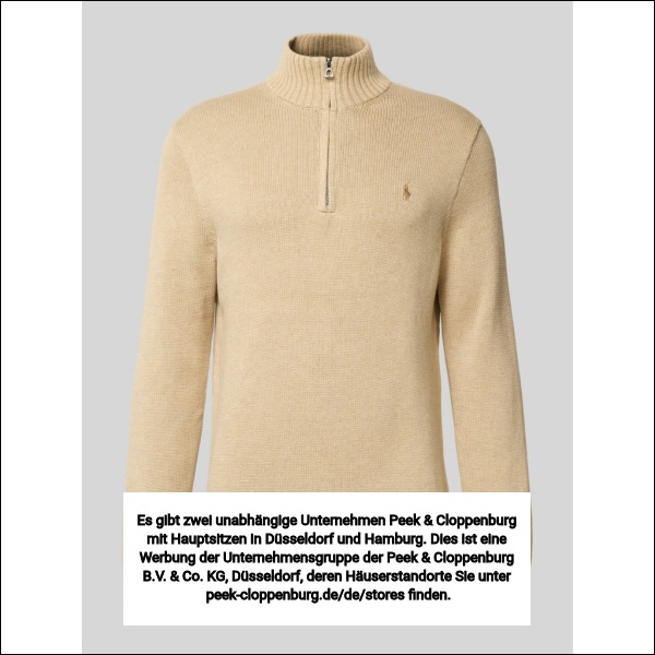 Polo Ralph Lauren Herren Beige Melange Troyer Mit Label-Stitching