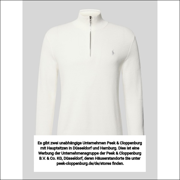Polo Ralph Lauren Herren Offwhite Regular Fit Troyer Mit Label-Stitching